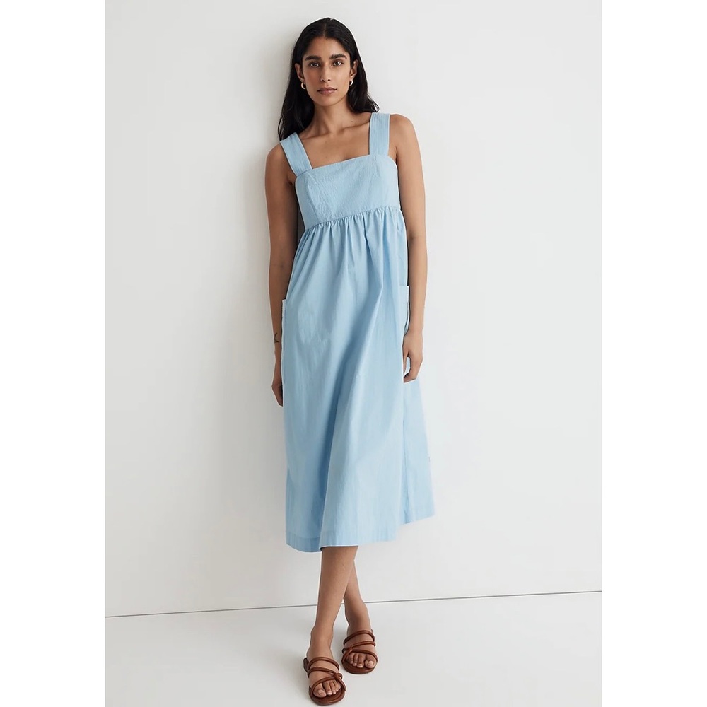 NWT Madewell Cutout-Back Empire Midi Dress Tropical Sky Blue